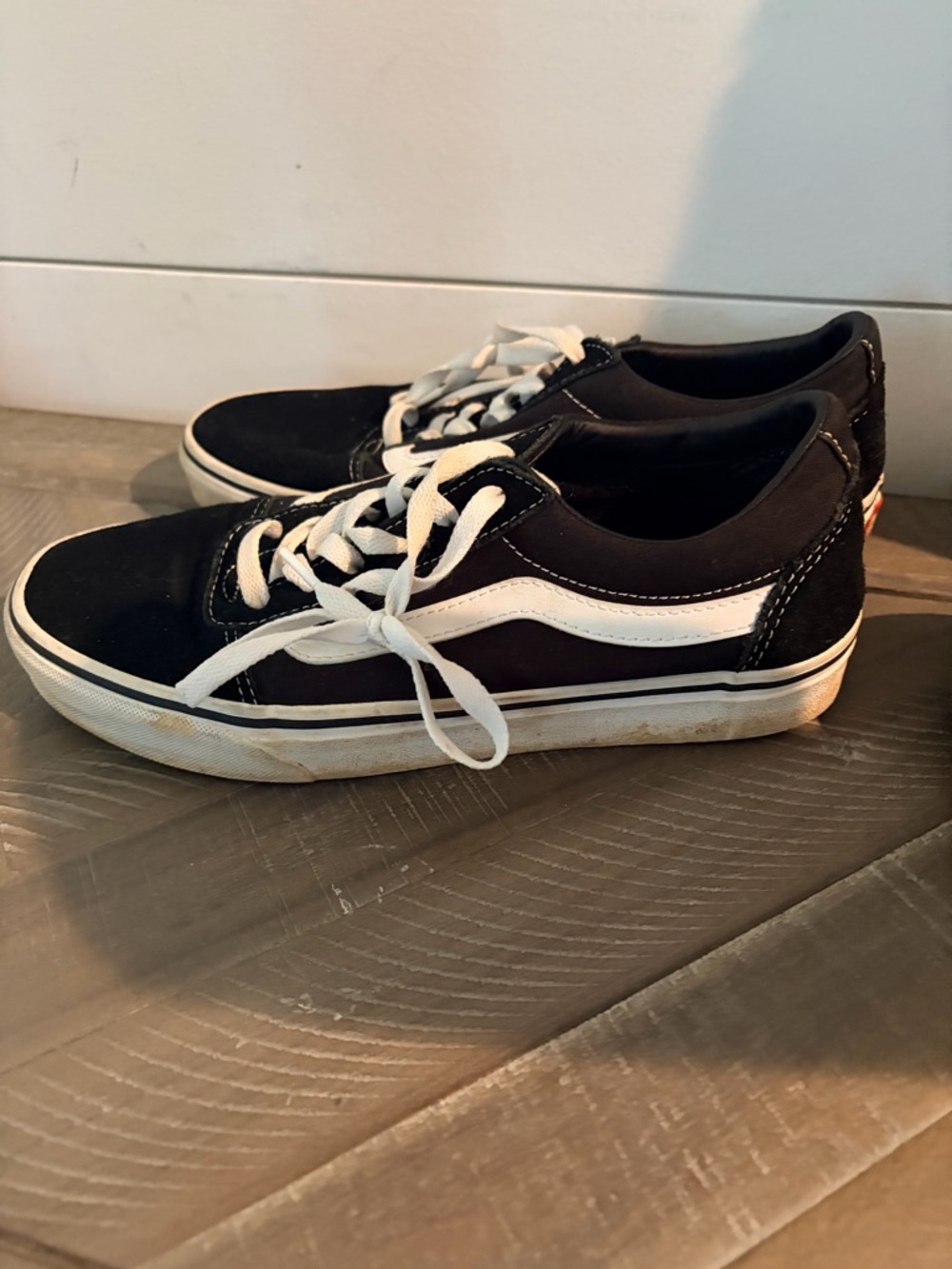 Vans Black and White Low Top Skate Sneakers